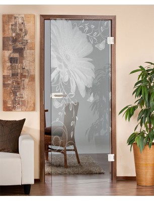 Ganzglastür Blume 3 Gelasert Auf Klarglas