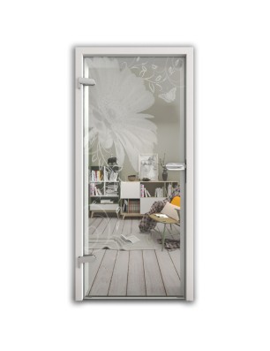 Ganzglastür Blume 3 Gelasert Auf Klarglas