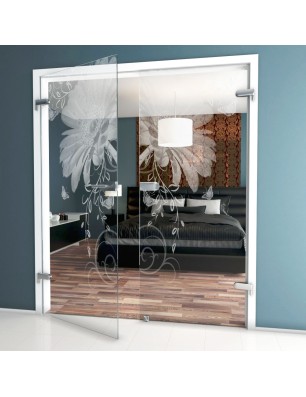 Ganzglastür Blume 3 Gelasert Auf Klarglas