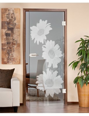 Ganzglastür Kamille Gelasert Auf Klarglas