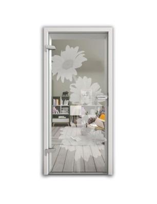 Ganzglastür Kamille Gelasert Auf Klarglas