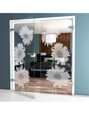 Ganzglastür Kamille Gelasert Auf Klarglas