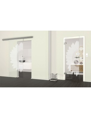 Ganzglastür Sonnenblume Gelasert Auf Klarglas