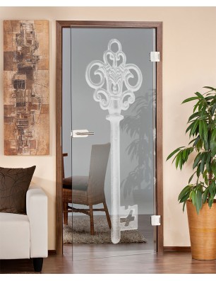 Ganzglastür Key Gelasert Auf Klarglas