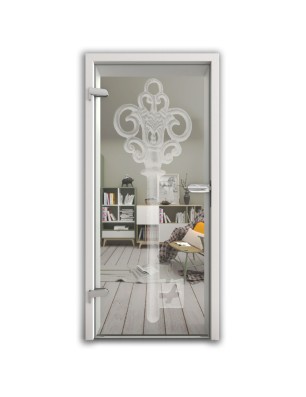 Ganzglastür Key Gelasert Auf Klarglas