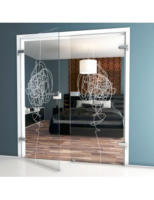 Ganzglastür Abstrakt 8 Gelasert Auf Klarglas