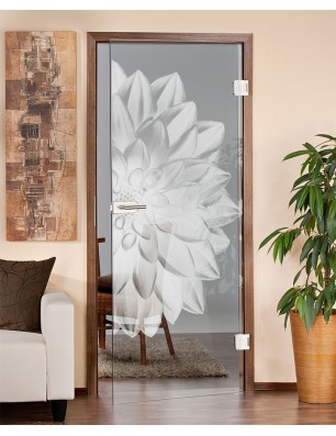 Ganzglastür Blume 4 Gelasert Auf Klarglas