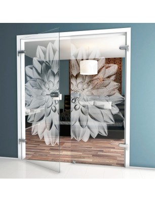 Ganzglastür Blume 4 Gelasert Auf Klarglas