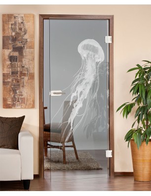 Ganzglastür Qualle II Gelasert Auf Klarglas