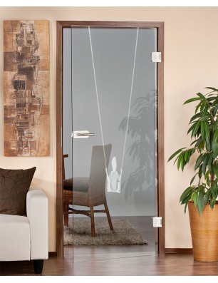 Ganzglastür Schaukel Gelasert Auf Klarglas