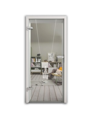 Ganzglastür Schaukel Gelasert Auf Klarglas