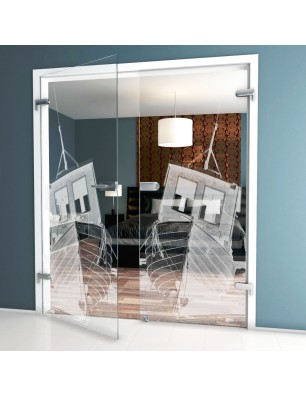 Ganzglastür Fischerboot Gelasert Auf Klarglas