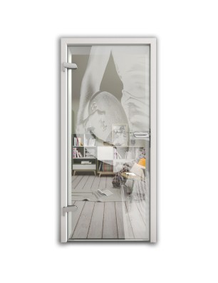 Ganzglastür American Footbal Gelasert Auf Klarglas