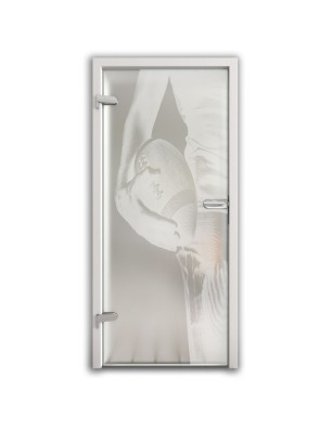 Ganzglastür American Footbal Gelasert Auf Klarglas