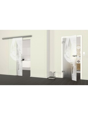 Ganzglastür American Footbal Gelasert Auf Klarglas