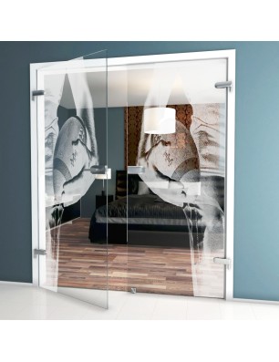 Ganzglastür American Footbal Gelasert Auf Klarglas