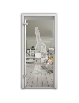 Ganzglastür Nachricht Gelasert Auf Klarglas