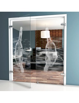 Ganzglastür Nachricht Gelasert Auf Klarglas