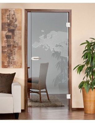 Ganzglastür Europa Gelasert Auf Klarglas