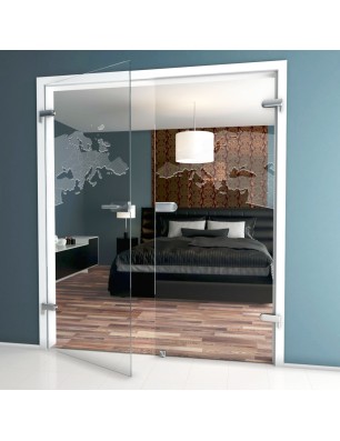 Ganzglastür Europa Gelasert Auf Klarglas