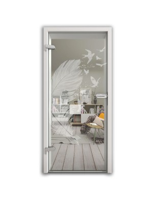 Ganzglastür Phönix I Gelasert Auf Klarglas