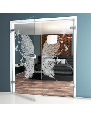 Ganzglastür Phönix I Gelasert Auf Klarglas