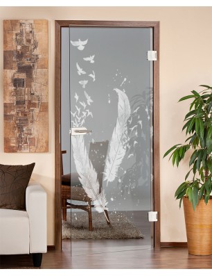 Ganzglastür Phönix II Gelasert Auf Klarglas