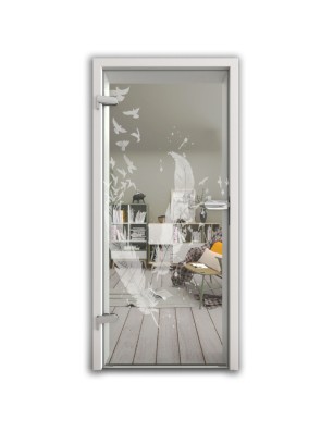 Ganzglastür Phönix II Gelasert Auf Klarglas