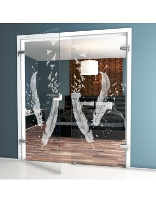 Ganzglastür Phönix II Gelasert Auf Klarglas