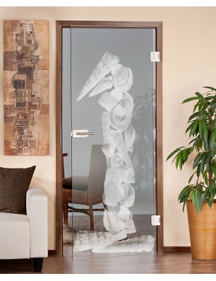 Ganzglastür Muscheln I Gelasert Auf Klarglas