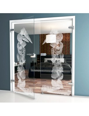 Ganzglastür Muscheln I Gelasert Auf Klarglas