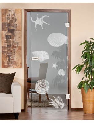 Ganzglastür Muscheln II Gelasert Auf Klarglas