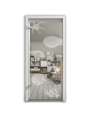 Ganzglastür Muscheln II Gelasert Auf Klarglas