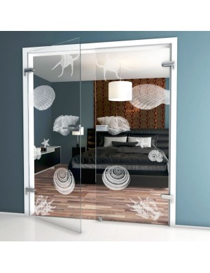 Ganzglastür Muscheln II Gelasert Auf Klarglas