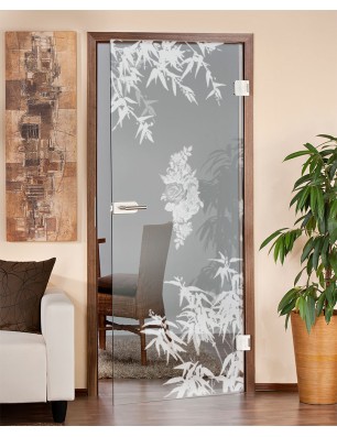 Ganzglastür Äste 2 Gelasert Auf Klarglas