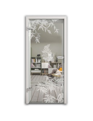 Ganzglastür Äste 2 Gelasert Auf Klarglas