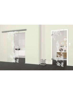 Ganzglastür Äste 2 Gelasert Auf Klarglas