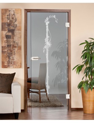 Ganzglastür Floral Schwert Gelasert Auf Klarglas