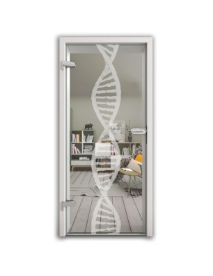 Ganzglastür "DNA" Gelasert Auf Klarglas