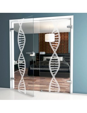 Ganzglastür "DNA" Gelasert Auf Klarglas