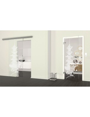 Ganzglastür Pagode III Gelasert Auf Klarglas