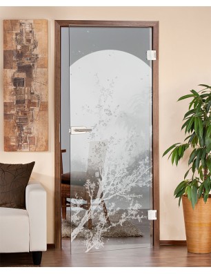 Ganzglastür Mond Gelasert Auf Klarglas