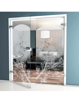 Ganzglastür Mond Gelasert Auf Klarglas