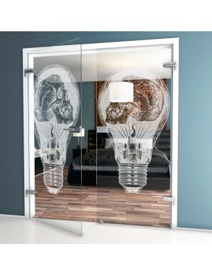 Ganzglastür Skull Gelasert Auf Klarglas