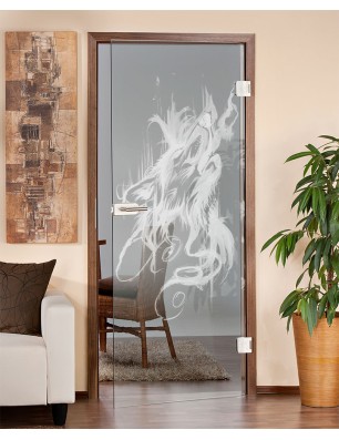 Ganzglastür Wolf 3 Gelasert Auf Klarglas