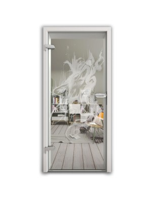 Ganzglastür Wolf 3 Gelasert Auf Klarglas