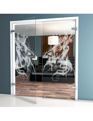 Ganzglastür Wolf 3 Gelasert Auf Klarglas