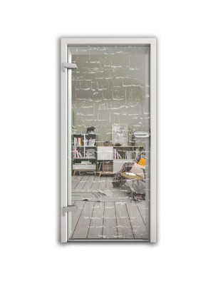 Ganzglastür Steinwand Gelasert Auf Klarglas