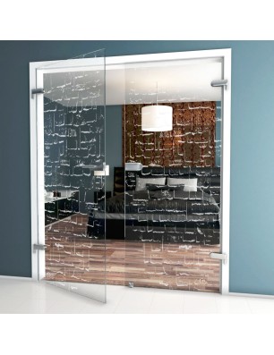 Ganzglastür Steinwand Gelasert Auf Klarglas