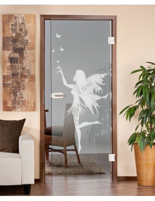 Ganzglastür Fee Gelasert Auf Klarglas